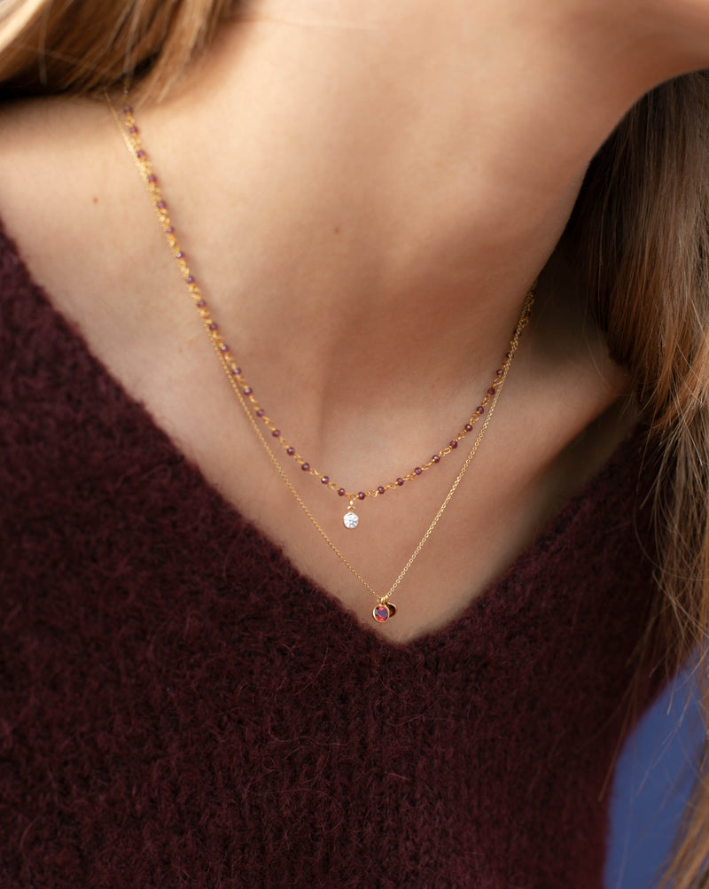 TROIS Necklace Garnet